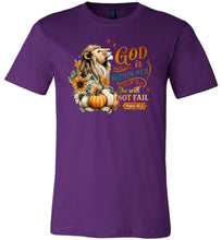 Load image into Gallery viewer, Christian Fall Tshirt God Within Her She Will Not Fall purple