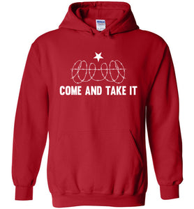 Come And Take It Razor Wire Hoodie Texas Border Shirt red