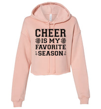 Load image into Gallery viewer, Cheer Is My Favorite Season Cropped Hoodie Black Design peach