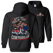 Load image into Gallery viewer, Cowmobilin Bull Hauler Trucker Hoodie Sweatshirt black