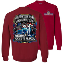 Load image into Gallery viewer, American Truck Driver American Veteran Trucker sweatshirt  cardinal red