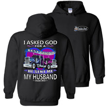Load image into Gallery viewer, I Asked God For A Best Friend Trucker Wife Hoodies black