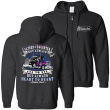 Load image into Gallery viewer, Father & Daughter Heart To Heart Truck Driver Hoodies zip