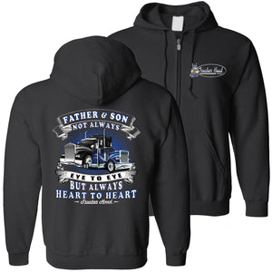 Father & Son Not Always Eye To Eye But Always Heart To Heart Truck Driver Hoodies zip