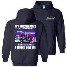 Load image into Gallery viewer, My Husband's A Trucker Wife Hoodie navy