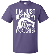 Load image into Gallery viewer, I'm Just Here For My Flippin' Daughter Gymnastics Shirts For Parents fol  purple