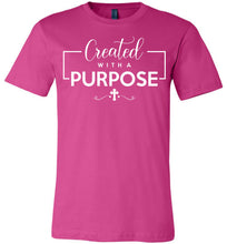 Load image into Gallery viewer, Created With A Purpose Christian Quotes Shirts berry