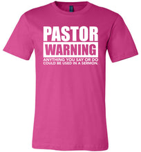 Load image into Gallery viewer, Pastor Warning Funny Pastor Shirts berry