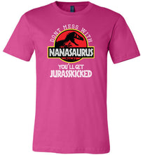 Load image into Gallery viewer, Don't Mess With Nanasaurus T-shirt berry