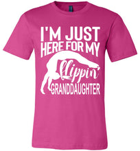 Load image into Gallery viewer, I'm Just Here For My Flippin' Granddaughter Gymnastics Grandma Grandpa T Shirt berry