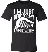 Load image into Gallery viewer, I'm Just Here For My Flippin' Granddaughter Gymnastics Grandma Grandpa T Shirt black
