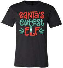 Load image into Gallery viewer, Santa's Cutest Elf Christmas Shirts adult black
