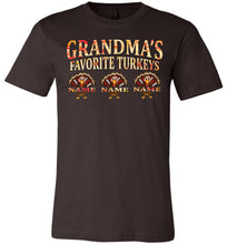 Load image into Gallery viewer, Grandma's Favorite Turkeys Funny Fall Shirts Funny Grandma Shirts brown