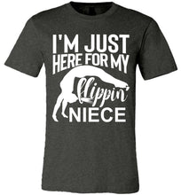 Load image into Gallery viewer, I'm Just Here For My Flippin Niece Gymnastics Aunt Uncle Shirts dark heather