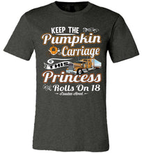 Load image into Gallery viewer, Keep The Pumpkin Carriage This Princess Rolls On 18 Women's Trucker Shirts canvas dark heather gray