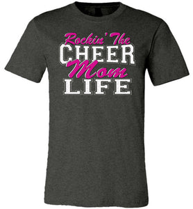 Rockin' The Cheer Mom Life Cheer Mom Shirts dark gray