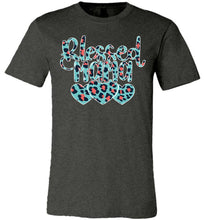 Load image into Gallery viewer, Blessed Mama Leopard Print Mom Shirt dk gray