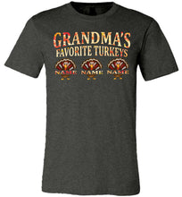 Load image into Gallery viewer, Grandma's Favorite Turkeys Funny Fall Shirts Funny Grandma Shirts dark heather