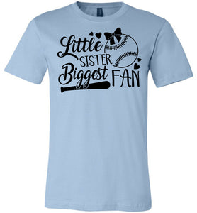 Little Sister Biggest Fan Baseball Sister T Shirt blue