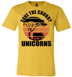 Save The Chubby Unicorns Funny Rhino T Shirt yellow