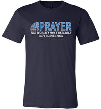 Load image into Gallery viewer, Prayer The World's Most Reliable Wifi Connection Christian Quote T Shirts navy