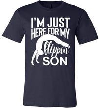 Load image into Gallery viewer, I'm Just Here For My Flippin' Son Gymnastics Shirts For Parents navy
