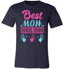 Load image into Gallery viewer, Best Mom Hands Down Mom T Shirt with names navy