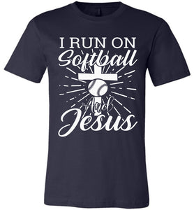 I Run On Softball And Jesus Christian Softball Shirts navy