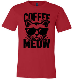 Coffee Meow Coffee Cat T Shirt red