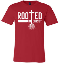 Load image into Gallery viewer, Rooted In Christ Christian Quotes Shirts red