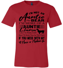 Load image into Gallery viewer, Auntie Llama Shirt | Auntie Bear Shirt | Funny Aunt Shirts red