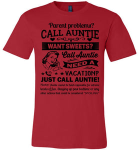 Just Call Auntie T-Shirt | Funny Aunt Shirts | Funny Aunt Gifts red