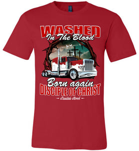 Washed In The Blood Christian Trucker Shirts canvas red