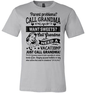 Just Call Grandma T Shirts | Funny Grandma Shirts | Funny Grandma Gifts silver