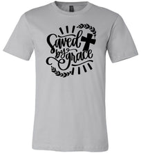 Load image into Gallery viewer, Saved By Grace Christian Quote Tee  silver