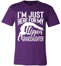 Load image into Gallery viewer, I'm Just Here For My Flippin' Granddaughter Gymnastics Grandma Grandpa T Shirt purple