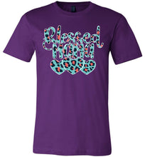 Load image into Gallery viewer, Blessed Mama Leopard Print Mom Shirt purple