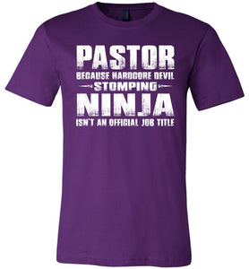 Pastor Hardcore Devil Stomping Ninja Funny Pastor Shirt purple