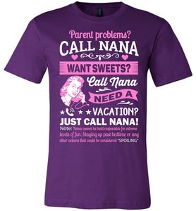Just Call Nana Tee Shirts | Funny Nana Shirts | Funny Nana Gifts purple