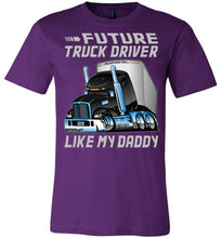 Load image into Gallery viewer, Future Truck Driver Like My Daddy Trucker Kids Shirts adult and youth purple