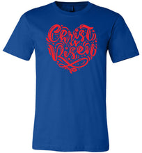 Load image into Gallery viewer, Christ Is Risen Christian Easter T Shirts royal blue