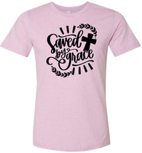 Load image into Gallery viewer, Saved By Grace Christian Quote Tee   lilac