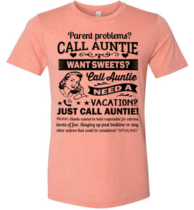 Just Call Auntie T-Shirt | Funny Aunt Shirts | Funny Aunt Gifts heather sunset