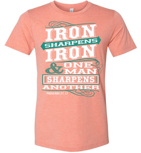 Iron Sharpens Iron Prouverbs 27:17 Christian Bible Verse T Shirts sunset