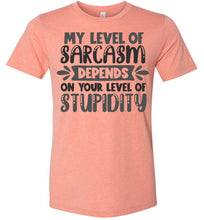 Load image into Gallery viewer, My Level Of Sarcasm Depends On Your Level Of Stupidity Sarcastic Shirts sunset prism