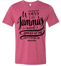 Load image into Gallery viewer, My Alarm Clock Wears Cute Jammies And Smiles At Me When I Wake Up Cute New Mom Shirts heather raspberry
