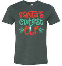 Load image into Gallery viewer, Santa's Cutest Elf Christmas Shirts adult heather forest green