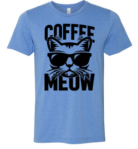 Coffee Meow Coffee Cat T Shirt blue