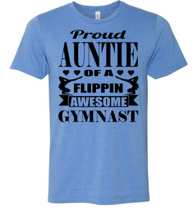 Proud Auntie Of A Flippin Awesome Gymnast Gymnastics Aunt Shirt blue