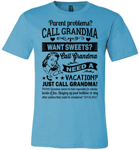 Just Call Grandma T Shirts | Funny Grandma Shirts | Funny Grandma Gifts turquise